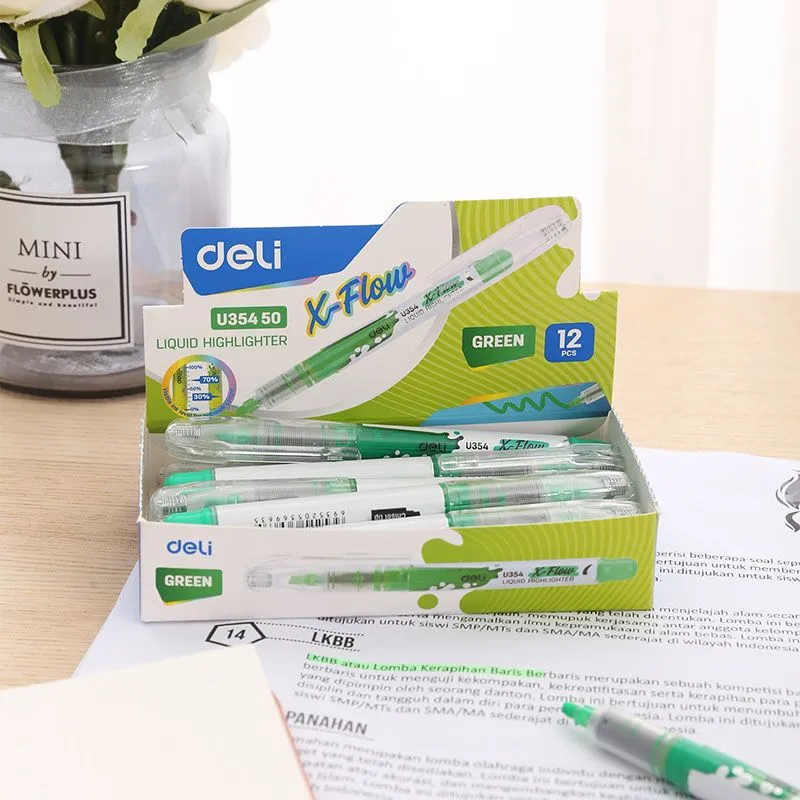 Deli Liquid Highlighter Chisel Tip Pen Type Green EU35450 1pc