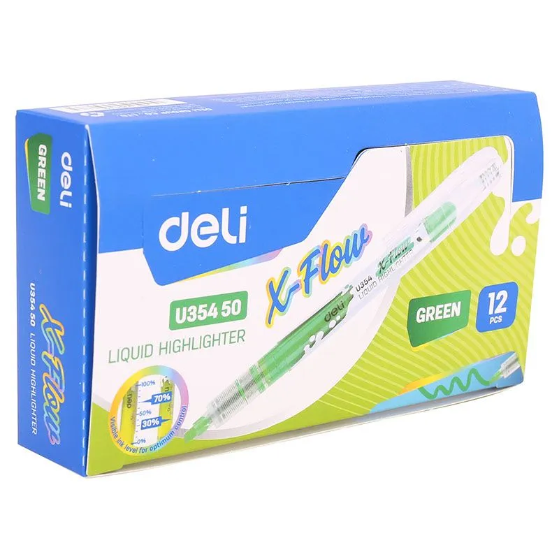 Deli Liquid Highlighter Chisel Tip Pen Type Green EU35450 1pc