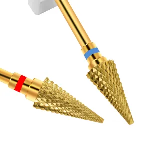 Diesisa 2 Pack Nail Drill Bits for Acrylic Nails, 3/32" Shank Drill Bits for Nails Professional Electric Nail Drill Bits for Home Salon/Fine Medium Nail Bits - Nib-Gold