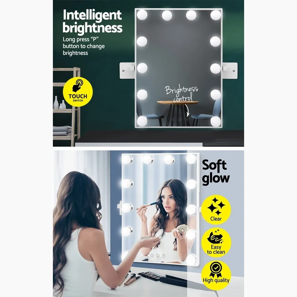 Dimmable Makeup Mirror w/ 12 LED Bulbs   Touch Control - Embellir