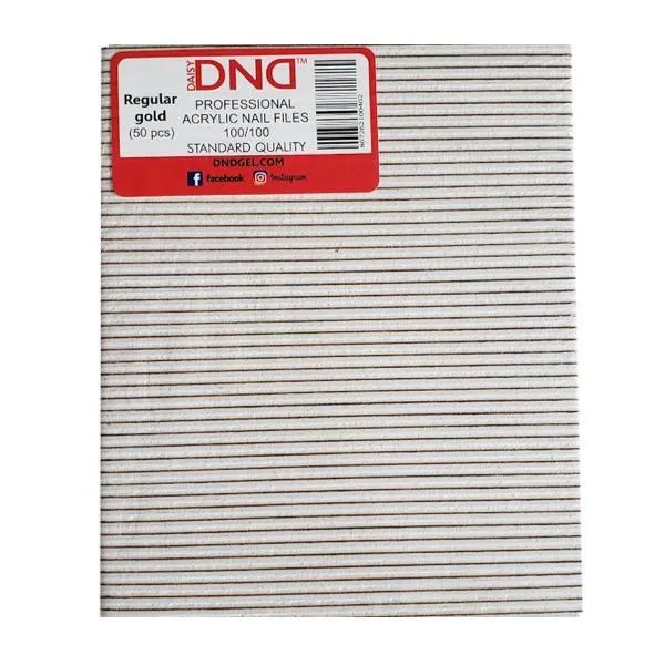 DND Nail Files - Regular GOLD Acrylic Nail Files 100/100 (Standard Quality) (50pc)