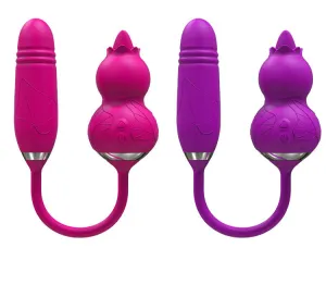 Double End Thrusting Anal Dildo Clit Stimulator - Realistic Gourd Silicone Female Sex Toys Gift