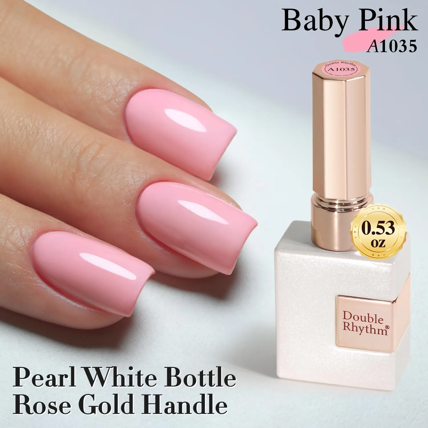Double Rhythm 15ML Gel Polish Jelly Sheer Pastel Light Milky Color 1 PC 0.53 OZ Bottle UV Nail Polish Art Salon at Home for Women (Pink-B-A1035)