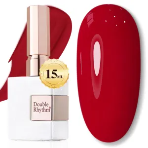 Double Rhythm 15ML Gel Polish Jelly Sheer Pastel Light Milky Color 1 PC 0.53 OZ Bottle UV Nail Polish Art Salon at Home for Women (Red-B-A1451)
