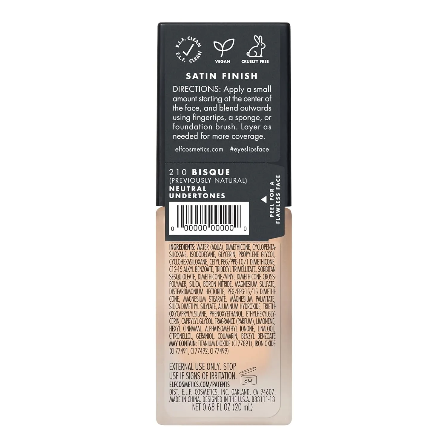 e.l.f. Flawless Finish Foundation, Improves Uneven Skin Tone, Lightweight, Medium Coverage & Semi-Matte, Vegan & Cruelty-Free, Bisque, 0.68 Fl Oz