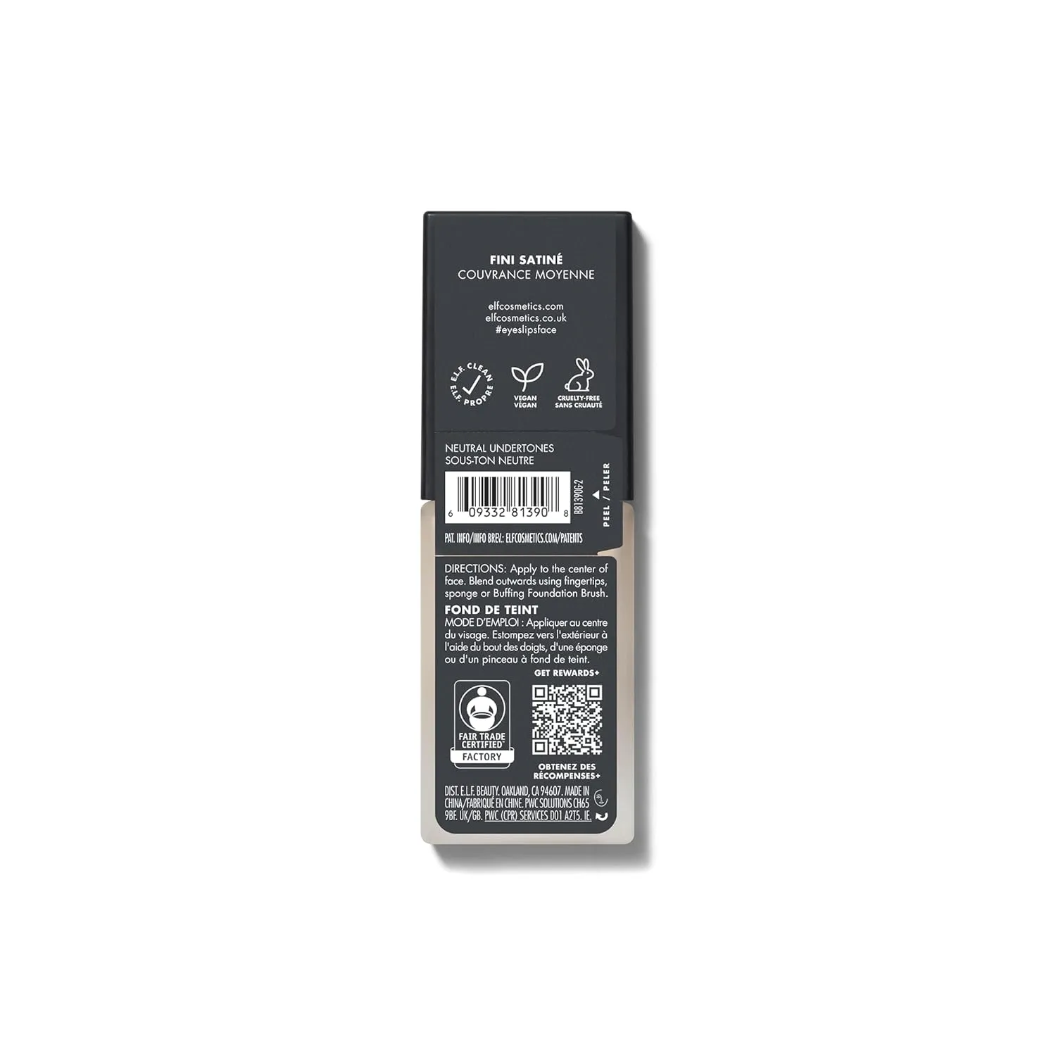 e.l.f. Flawless Satin Foundation, Lightweight & Medium Coverage, Semi-Matte Finish, Vegan & Cruelty-Free, Pearl, 0.68 Fl Oz (20mL)
