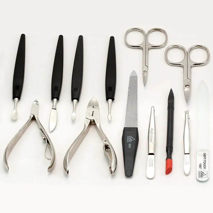 Erbe Solingen 13-Piece Imperial Manicure Set, Nappa Leather Black Snap Case