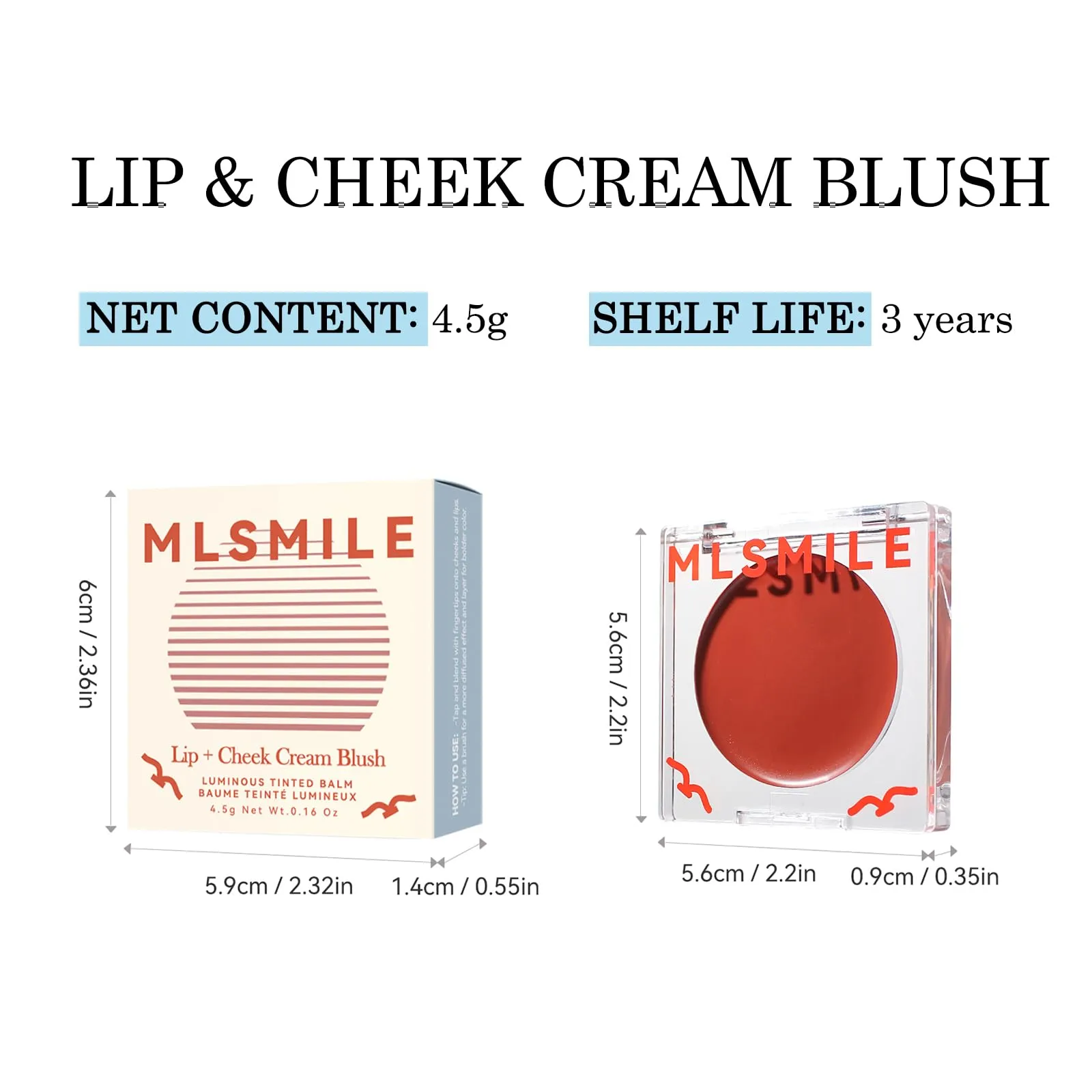 Erinde Cream to Gel Blush for Cheek and Lip Tint, Buildable & Blendable Ultra Pigmented Formula, Matte Dewy Finish, Multi-Purpose Cheek and Lip Cream Blusher, Natural Makeup for Glowing Skin, 03#
