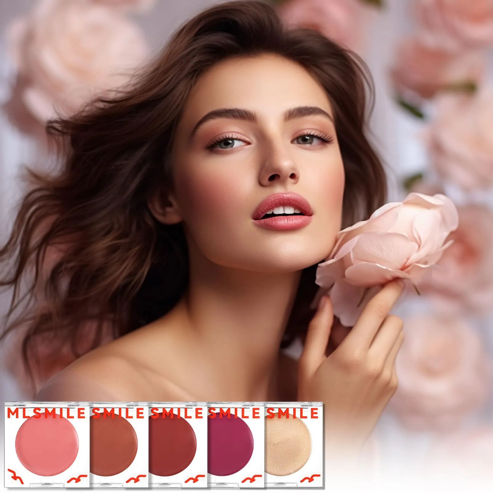 Erinde Cream to Gel Blush for Cheek and Lip Tint, Buildable & Blendable Ultra Pigmented Formula, Matte Dewy Finish, Multi-Purpose Cheek and Lip Cream Blusher, Natural Makeup for Glowing Skin, 03#