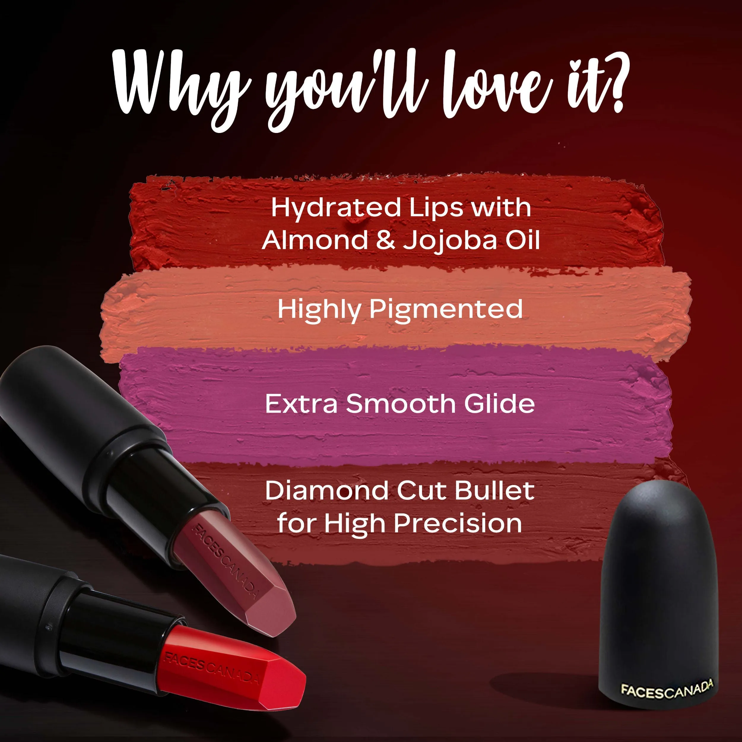 Faces Canada Weightless Matte Lipstick |Jojoba and Almond Oil enriched| Highly pigmented | Smooth One Stroke Weightless Color | Keeps Lips Moisturized | Shade - Peach Candy 4g