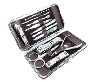 Fashion Case  1 set 12pcs Nail Manicure Set Tools Clipper Kit Nail Care Set Pedicure Scissor Tweezer Knife Ear pick