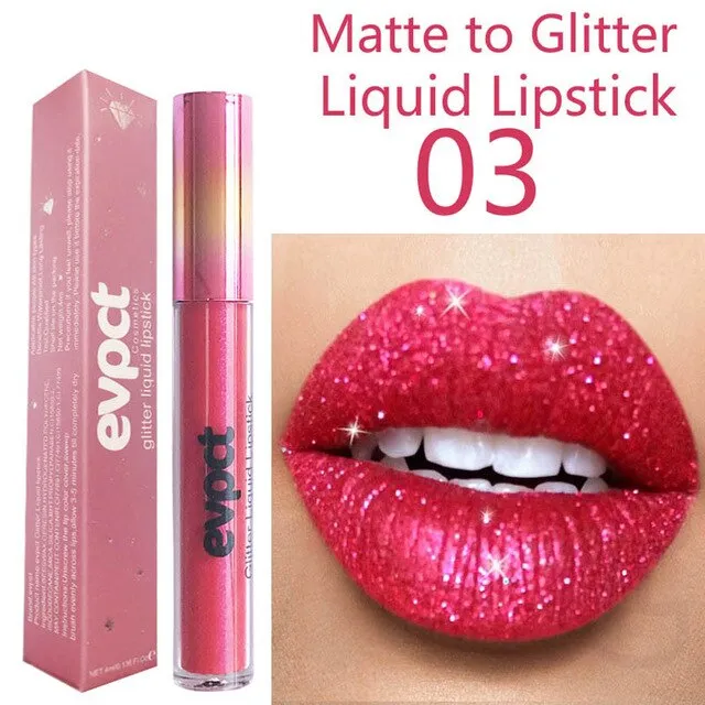 Fashion Matte to Glitter Liquid Lipstick Cosmetics Long Lasting  Waterproof Lips Metallic Lip Gloss Beauty Makeup