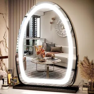 FENNIO Vanity Mirror with Lights, 17"x13" LED Lighted Makeup Mirror, Large Makeup Mirror with Lights, Touch Sensor with 3-Color Lighting, Dimmable for Vanity Desk Tabletop, Bedroom
