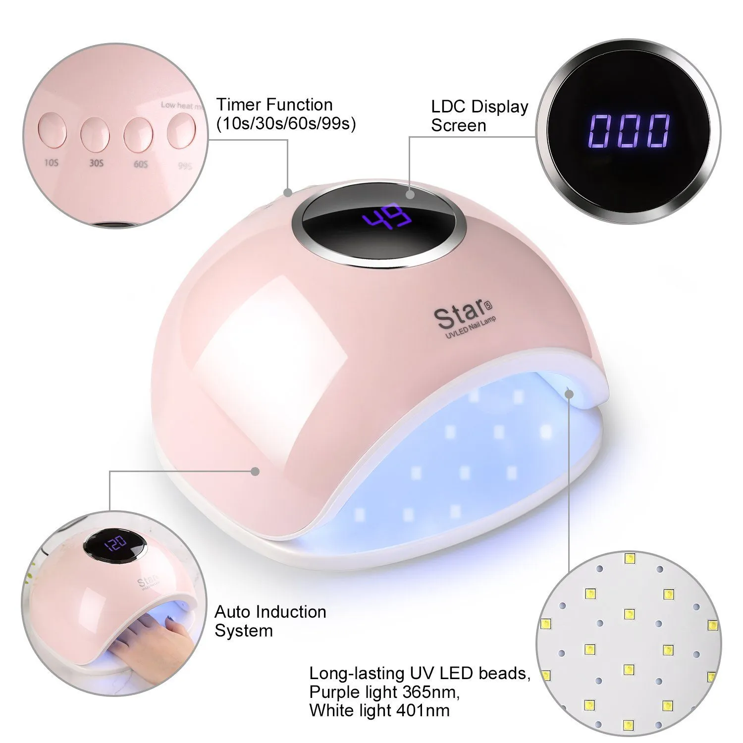 FINATE 72W UV LED Gel Nail Lamp