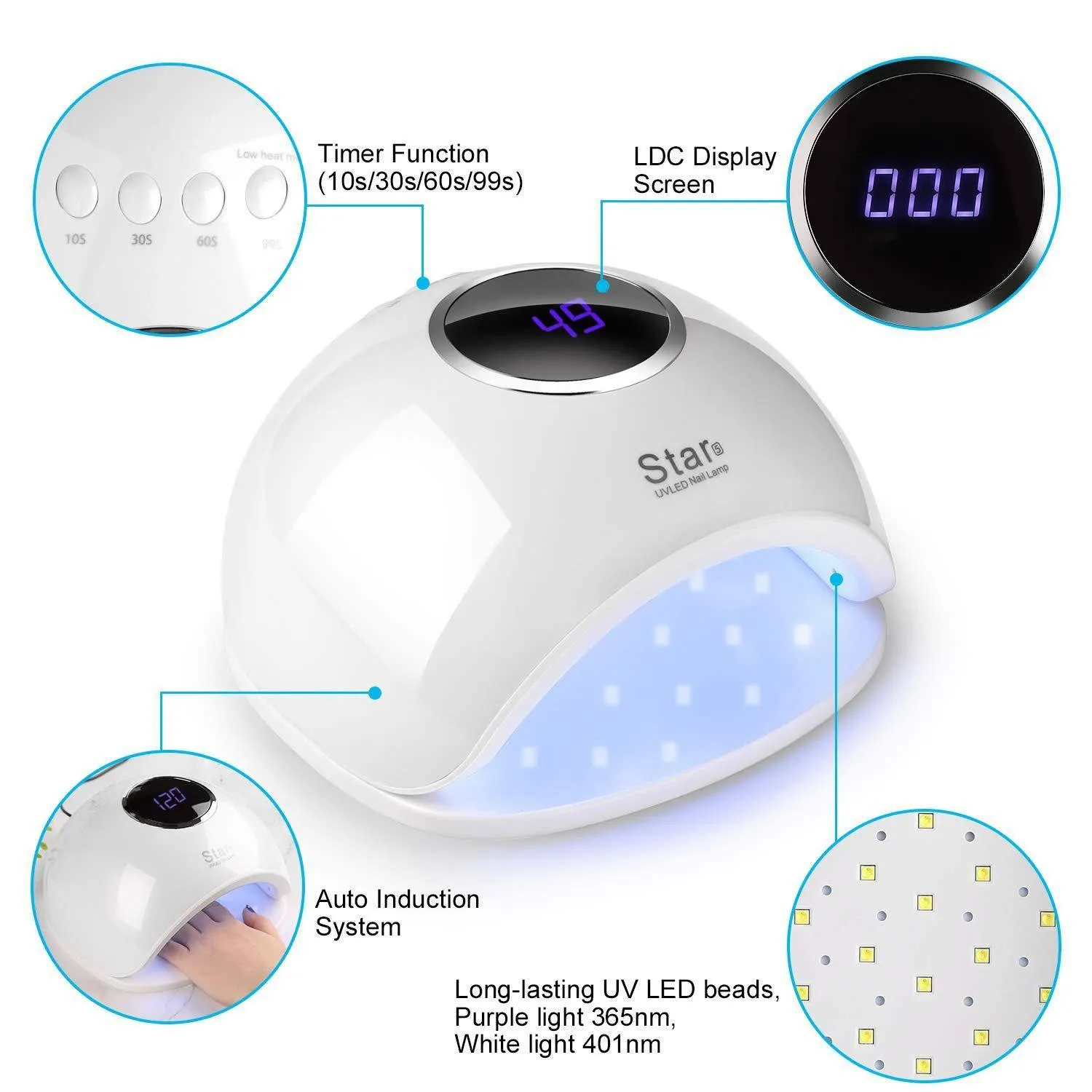 FINATE 72W UV LED Gel Nail Lamp