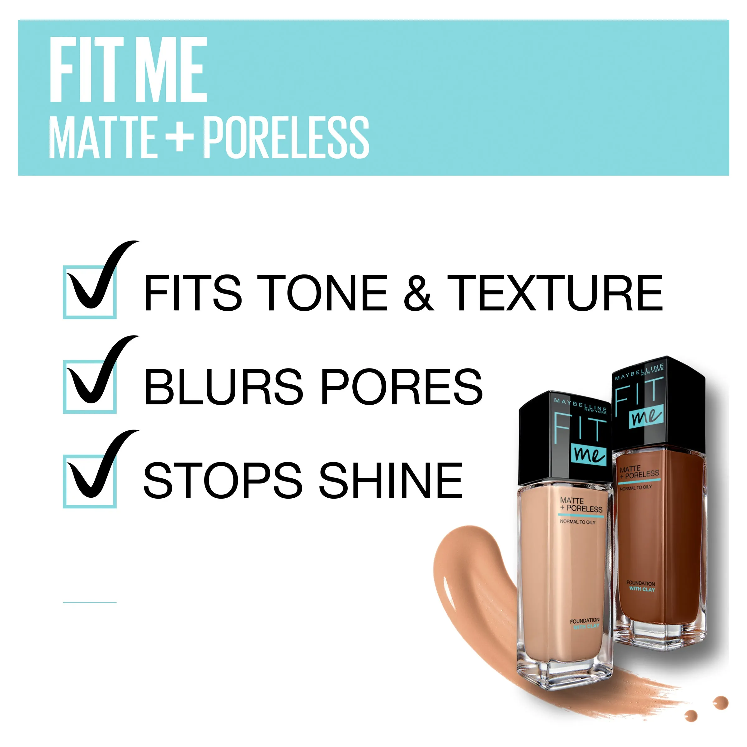 FIT ME MATTE & PORELESS MATTIFYING LIQUID FOUNDATION 105 FAIR IVORY 30ML