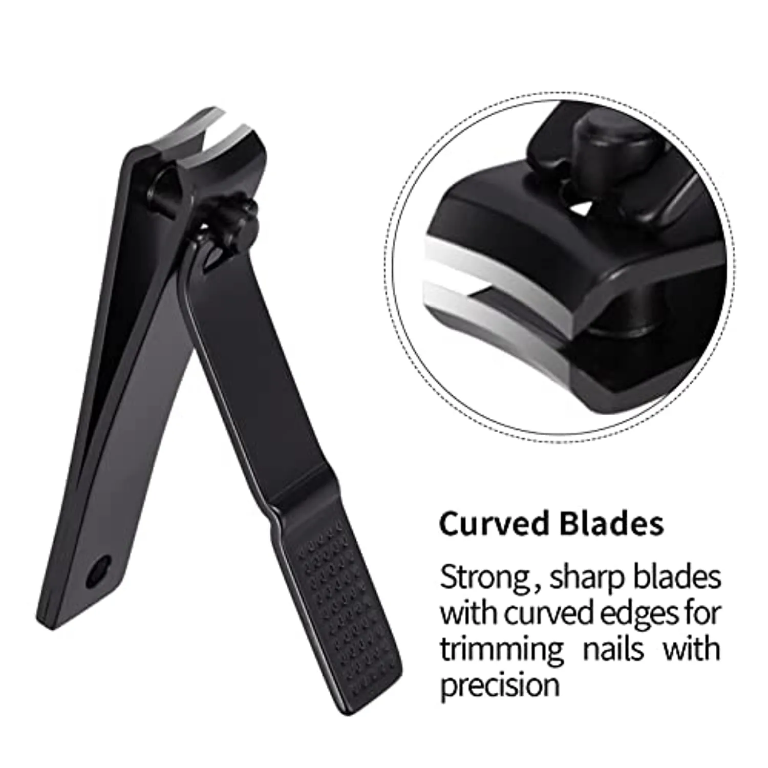 FIXBODY Nail Clipper Set – Black Stainless Steel Fingernails & Toenails Clippers & Nail File Sharp Nail Cutter with Leather Case, Set of 3 (Straight & Curved)