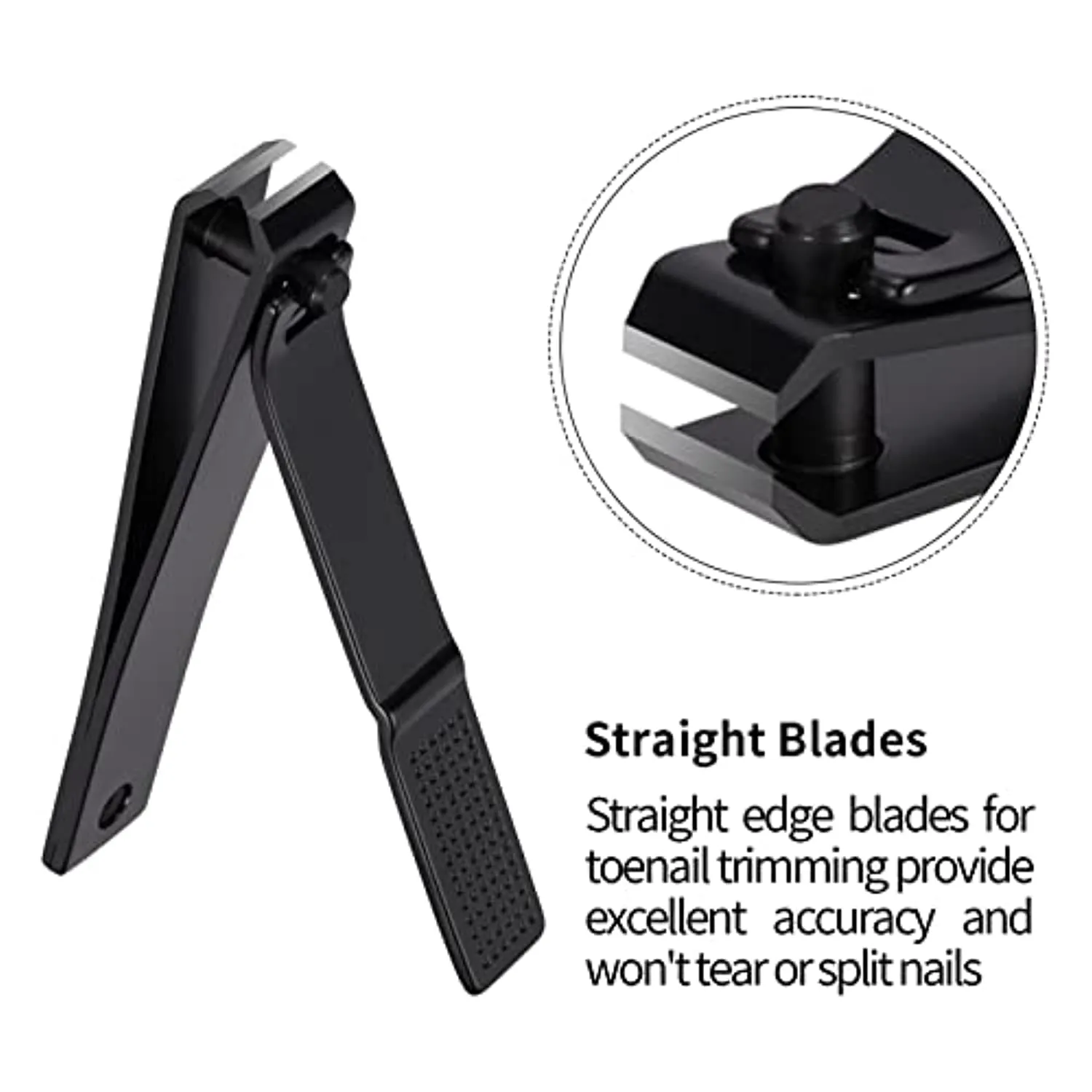 FIXBODY Nail Clipper Set – Black Stainless Steel Fingernails & Toenails Clippers & Nail File Sharp Nail Cutter with Leather Case, Set of 3 (Straight & Curved)