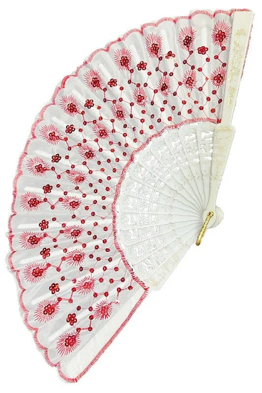 Floral Sequins Hand-Held Folding Fans