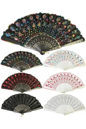 Floral Sequins Hand-Held Folding Fans