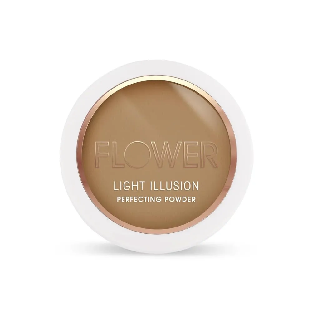 FLOWER Beauty Light Illusion Perfecting Powder | Light and Silky Formula | Oil Control and Long-Lasting Face Makeup - Mocha (Pack of 1)