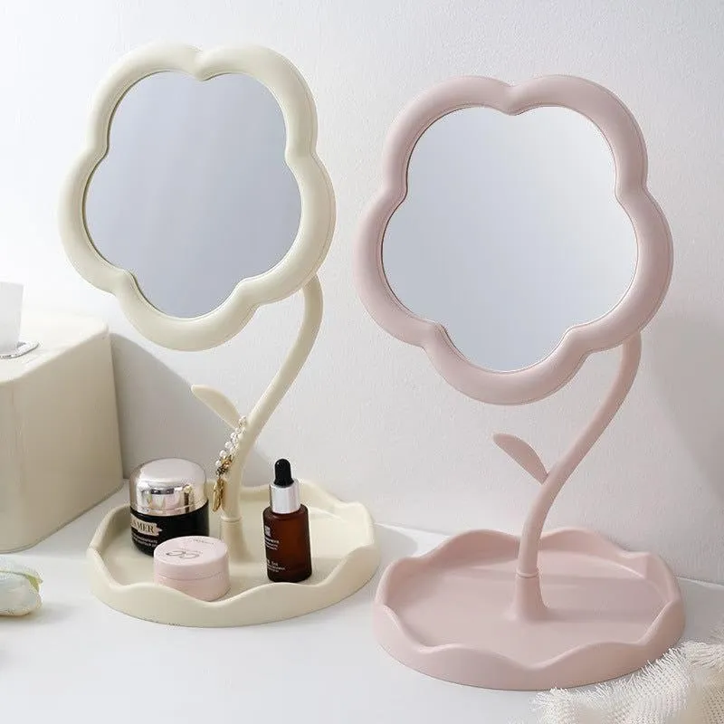 Flower-Shaped Makeup Mirror – Portable Desktop Vanity Mirror with Adjustable Angle, Dual-Sided Design & Sturdy Base for Girls, Women & Students SMALL