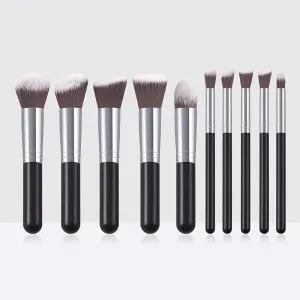 Foundation Powder Brush Kabuki Concealer Blush Makeup Brushes 10pcs Makeup Brushes Kit Professional Nylon Hair Make Up Brush Set