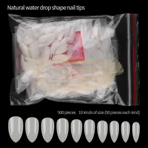 Full Cover Almond Nail Tips Natural 500 Tips