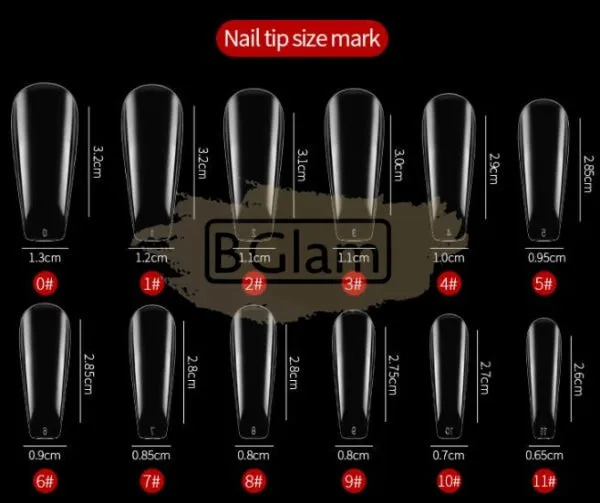 Full Cover Ballerina Nail Tips Clear 240 Tips Box No.1