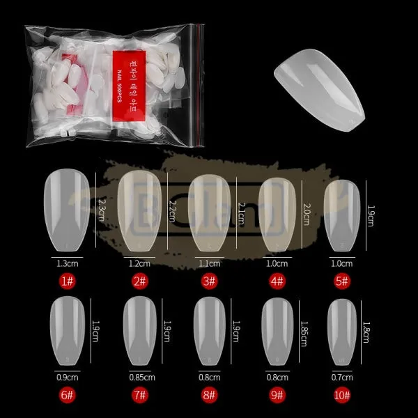 Full Cover Ballerina Nail Tips Natural 500 Tips