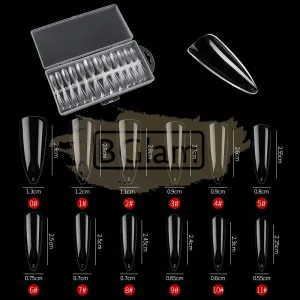 Full Cover Long Pointed Nail Tips Clear 240 Tips Box No.3