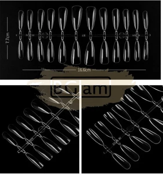 Full Cover Long Pointed Nail Tips Clear 240 Tips Box No.3
