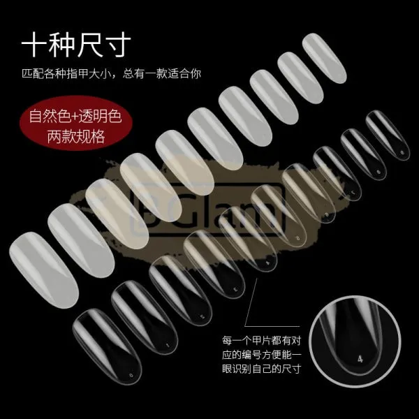 Full Cover Round Nail Tips Clear 500 Tips