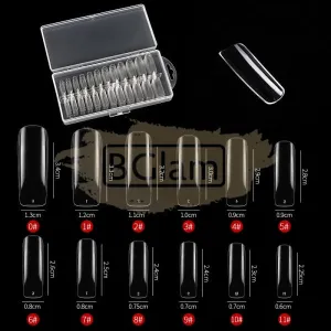 Full Cover Squoval Nail Tips Clear 240 Tips Box Box No.7