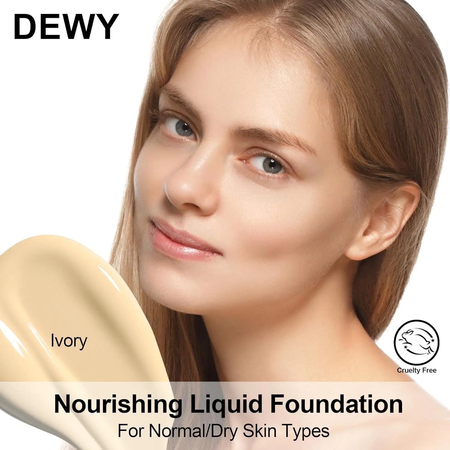 FV Waterproof Liquid Foundation, Dewy Finish Long Lasting Lightweight Medium Coverage Face Makeup for Normal & Dry Skin, Cruelty Free, Ivory, 30ml