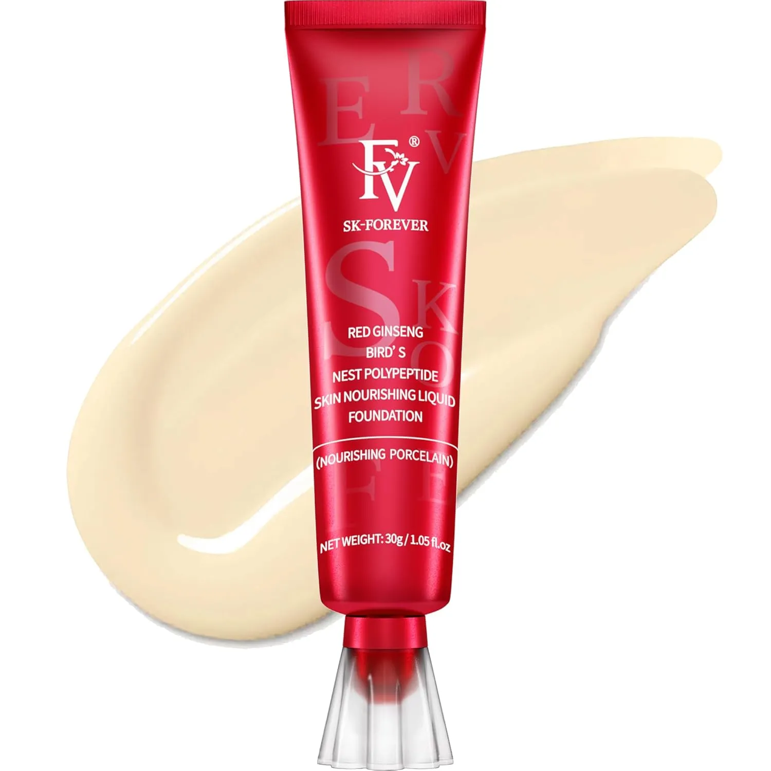 FV Waterproof Liquid Foundation, Dewy Finish Long Lasting Lightweight Medium Coverage Face Makeup for Normal & Dry Skin, Cruelty Free, Porcelain, 30ml