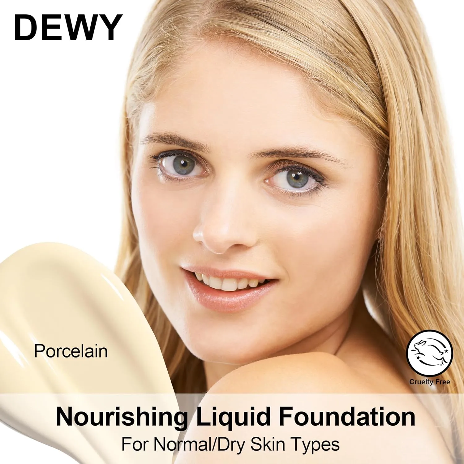 FV Waterproof Liquid Foundation, Dewy Finish Long Lasting Lightweight Medium Coverage Face Makeup for Normal & Dry Skin, Cruelty Free, Porcelain, 30ml