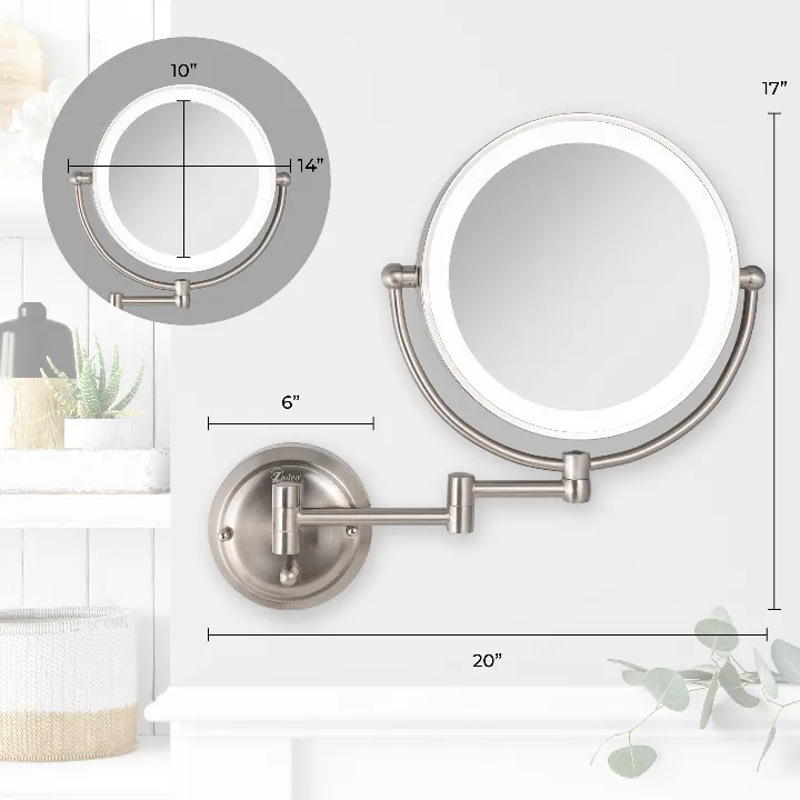 Glamour Lighted Wall Mounted Makeup Mirror with Magnification