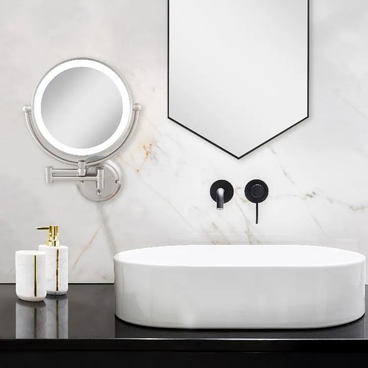 Glamour Lighted Wall Mounted Makeup Mirror with Magnification