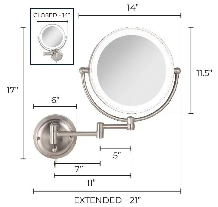 Glamour Lighted Wall Mounted Makeup Mirror with Magnification
