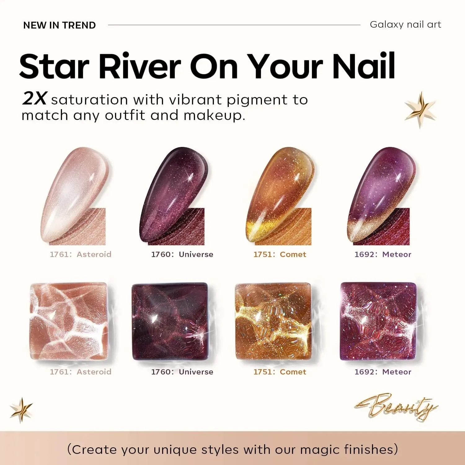 Glitter Waves - 6 Colors Cosmo Party Gel Nail Polish Set 7ml