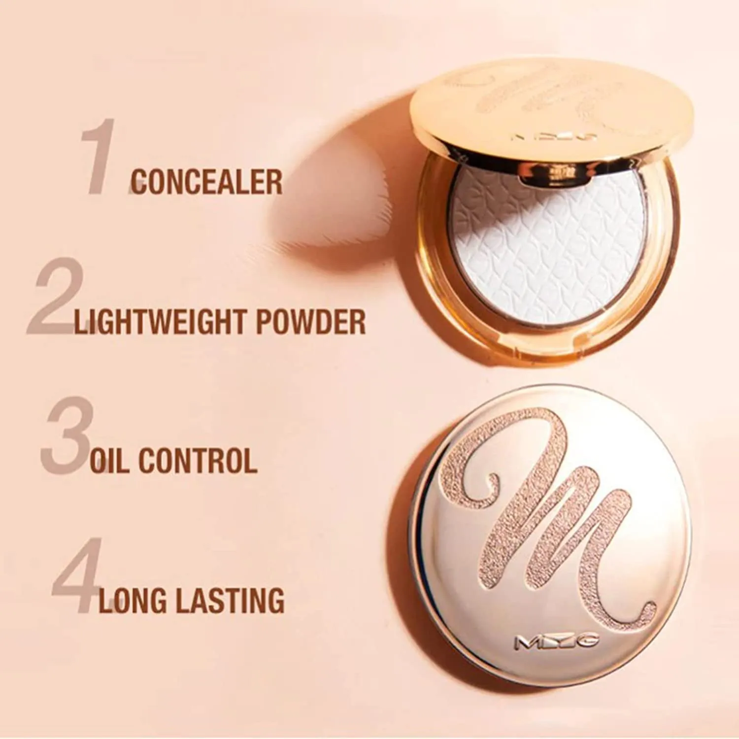 Golden Face Powder, [M] Golden Face Powder, Oil Control Face Pressed Powder Makeup Foundation Powder Matte Smooth Setting Silk Soft Mist Powder Cake Long-Lasting Waterproof (#02  #03)