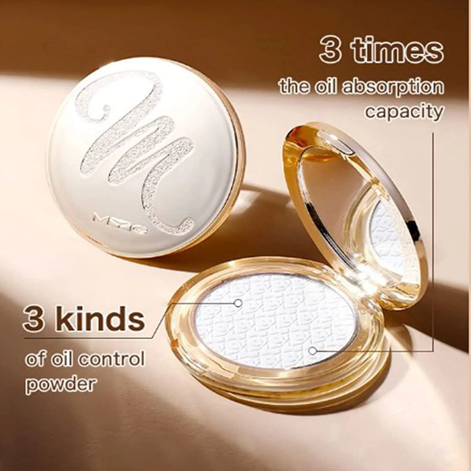 Golden Face Powder, [M] Golden Face Powder, Oil Control Face Pressed Powder Makeup Foundation Powder Matte Smooth Setting Silk Soft Mist Powder Cake Long-Lasting Waterproof (#02  #03)