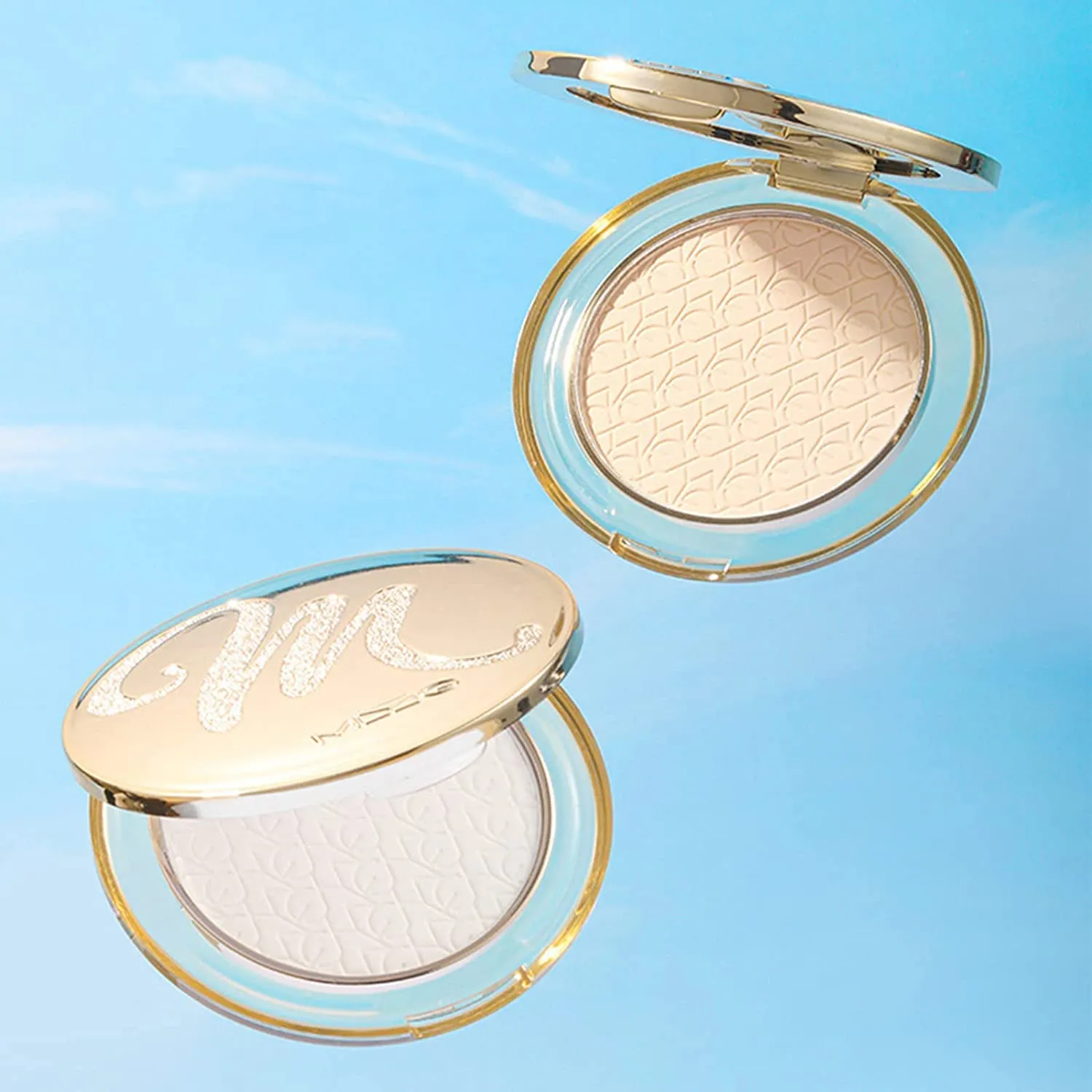Golden Face Powder, [M] Golden Face Powder, Oil Control Face Pressed Powder Makeup Foundation Powder Matte Smooth Setting Silk Soft Mist Powder Cake Long-Lasting Waterproof (#02  #03)