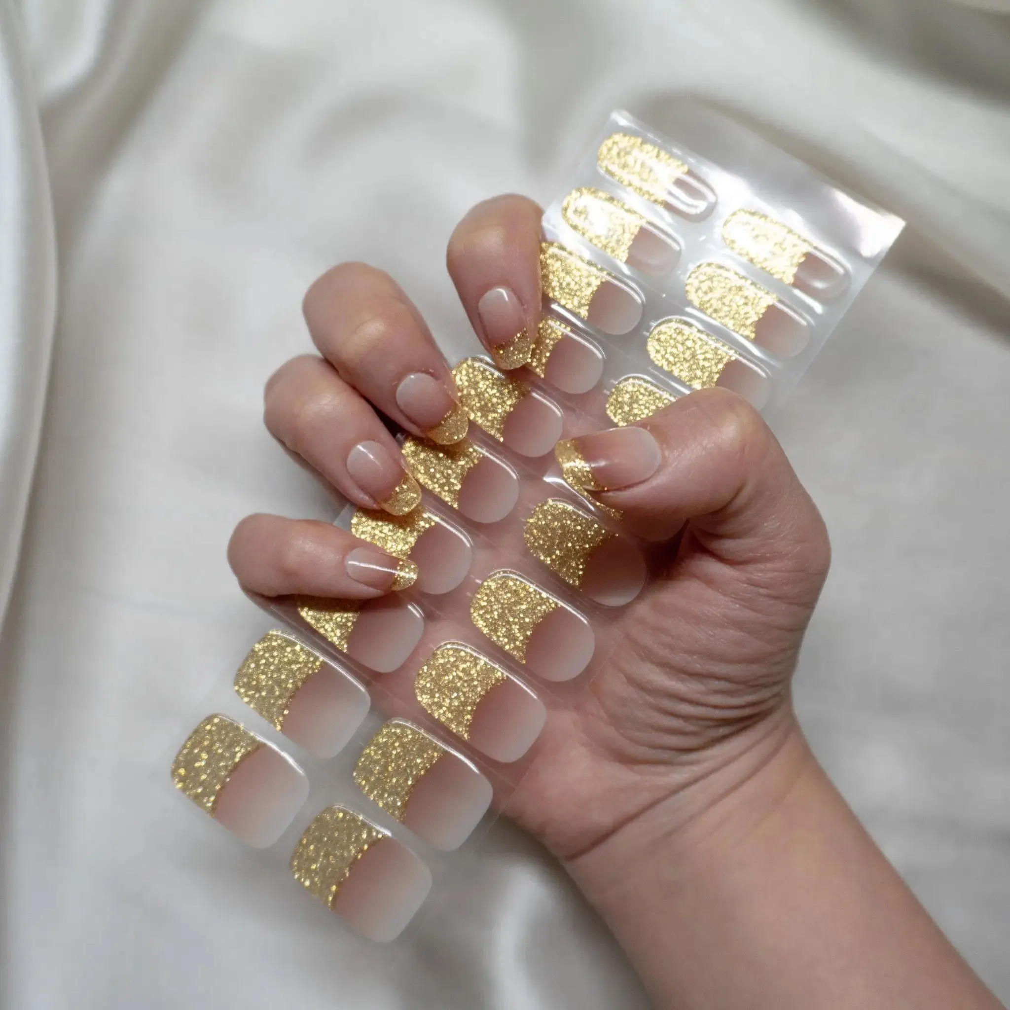 Golden Hour French Tip DIY Semi Cured Gel Nail Stickers