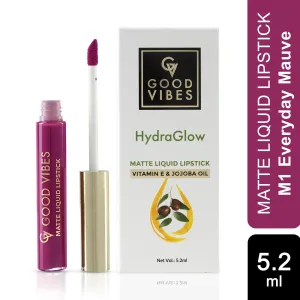 Good Vibes HydraGlow Matte Liquid Lipstick| Jojoba & Vitamin E| Everyday Mauve (M1) - (5.2ml)