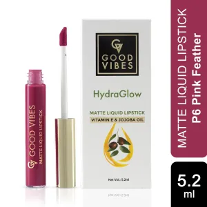 Good Vibes HydraGlow Matte Liquid Lipstick| Jojoba & Vitamin E| Pink Feather (P6) - (5.2ml)