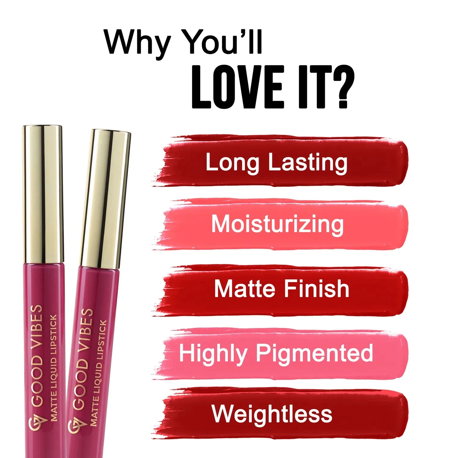 Good Vibes HydraGlow Matte Liquid Lipstick| Jojoba & Vitamin E| Pink Feather (P6) - (5.2ml)