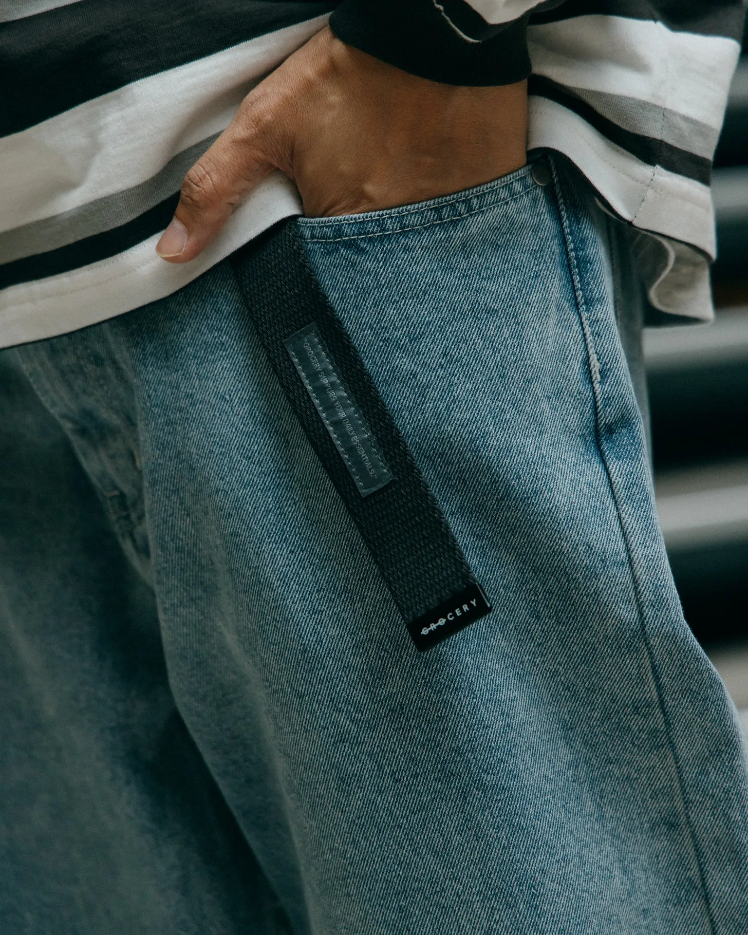 GROCERY BT-001 SLOGAN WEB BELT/ CHARCOAL