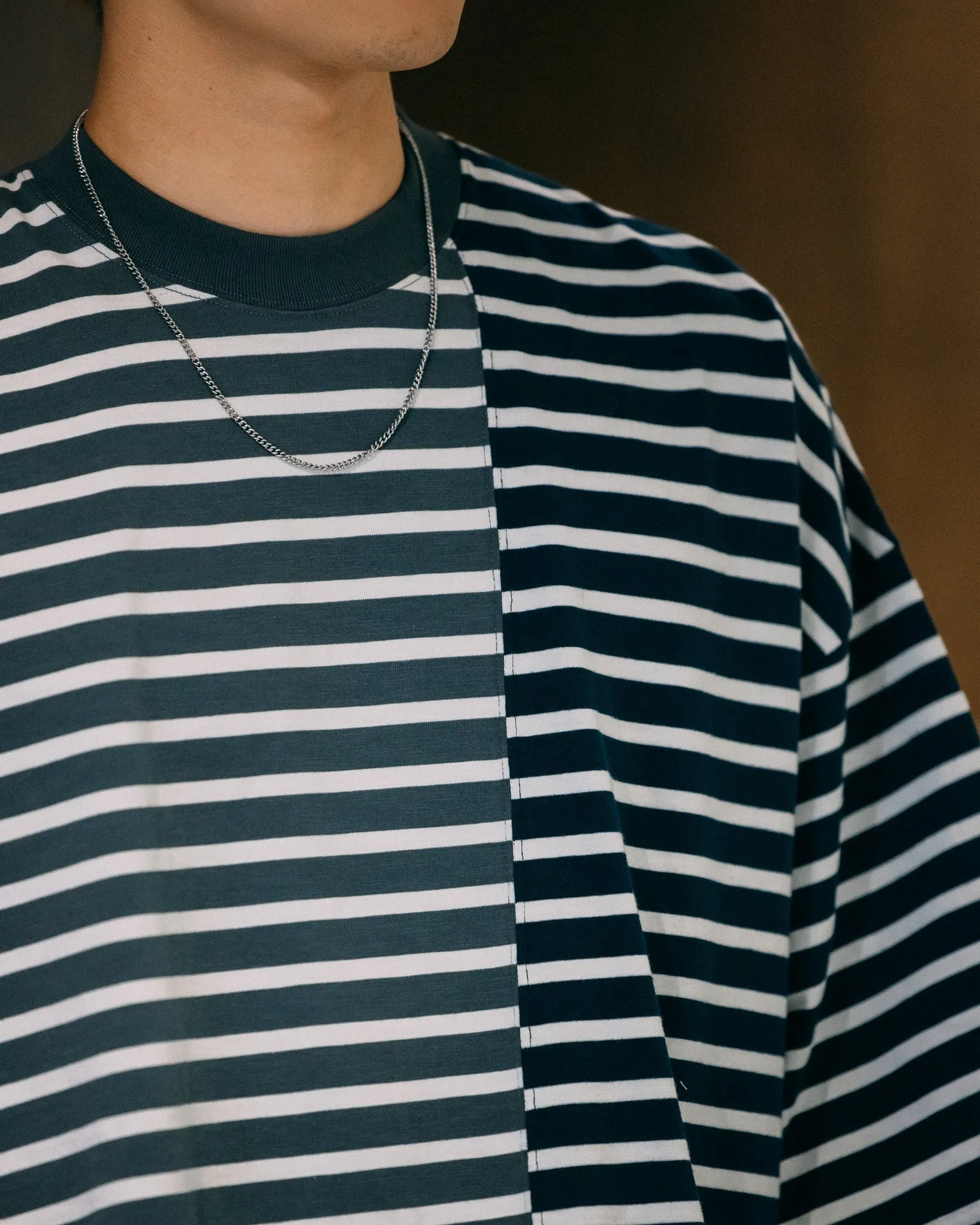 GROCERY TEE-067 JUMBO PATCHWORK STRIPE INVOICE TEE